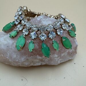 Green Crystal Drop Statement Bracelet  80